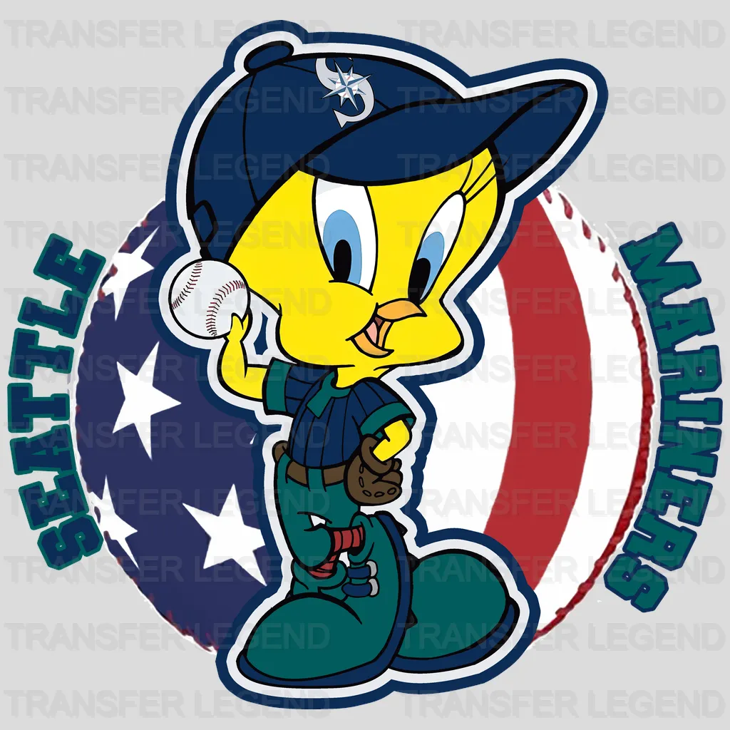 Seattle Mariners MLB Tweety Bird Cartoon Character - DTF Iron On Transfer