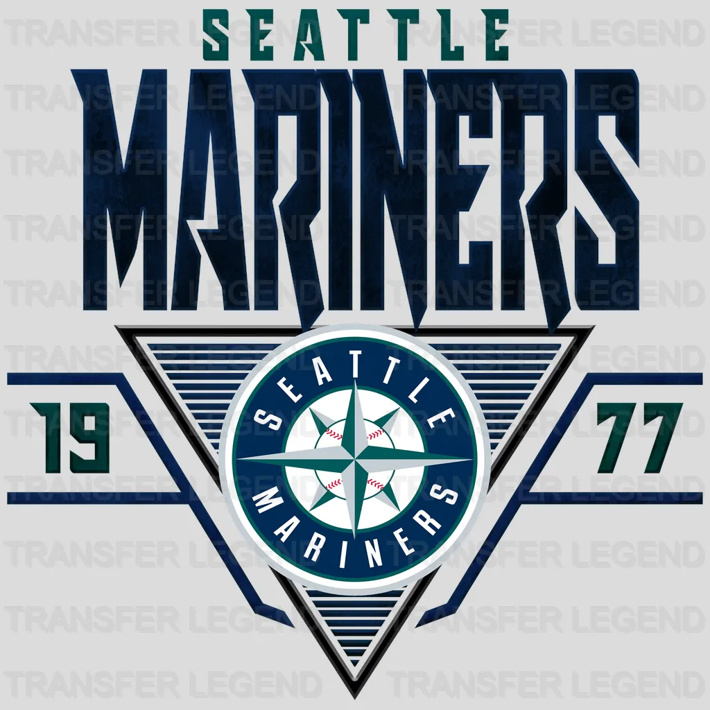 Seattle Mariners MLB Vintage Navy Typography Poster - DTF Iron On Tran