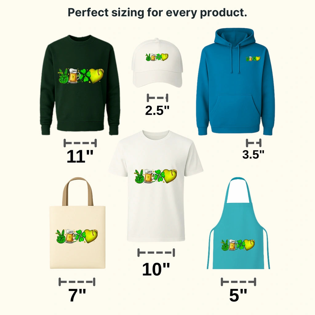 Peace Love Beer Shamrock St. Patrick's Design - DTF heat transfer - transferlegend