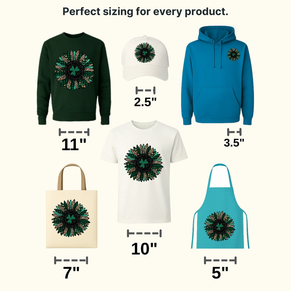 St. Patrick's Day Sunflower with Shamrock Design - DTF heat transfer - transferlegend