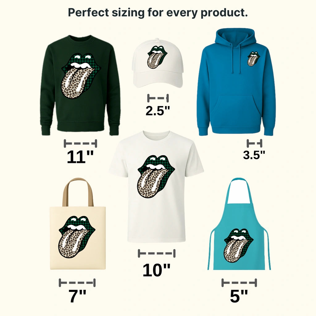 St. Patricks Day Buffalo Plaid Glossy Lips Mouth Design - DTF heat transfer - transferlegend
