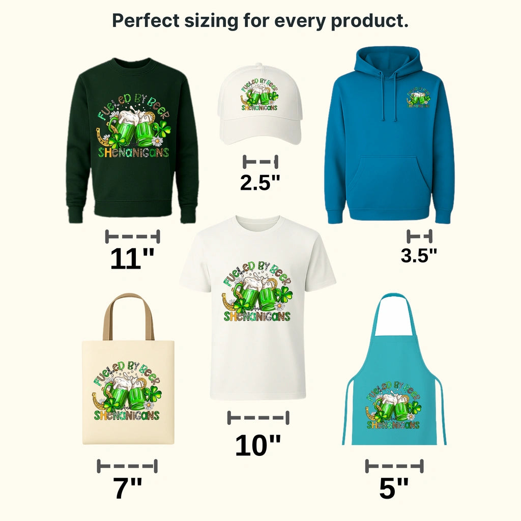 Fueled By Beer And Shenanigans St. Patrick's Day Design - DTF heat transfer - transferlegend