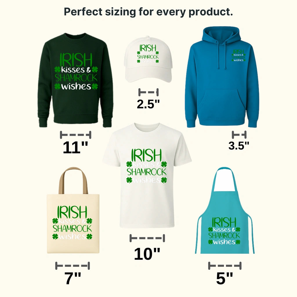 Irish Kisses & Shamrock Wishes St. Patrick's Day Design - DTF heat transfer - transferlegend