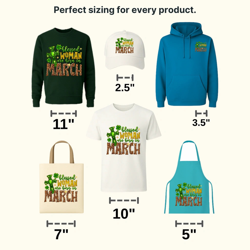 Blessed Woman Are Born In March St. Patrick's Day Design - DTF heat transfer - transferlegend