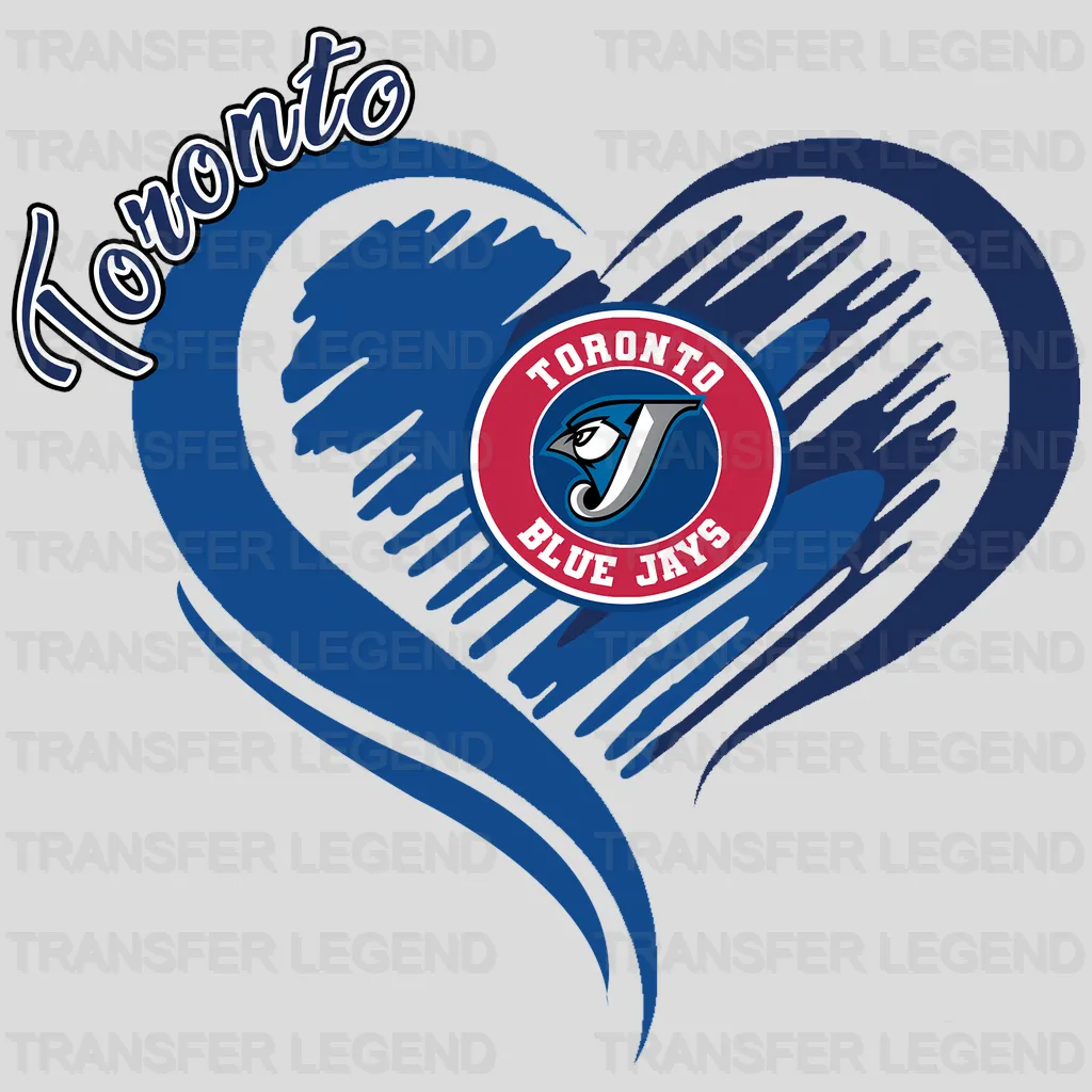 Toronto Blue Jays MLB Swirl Heart Shape Artistic Logo - DTF Iron On Transfer