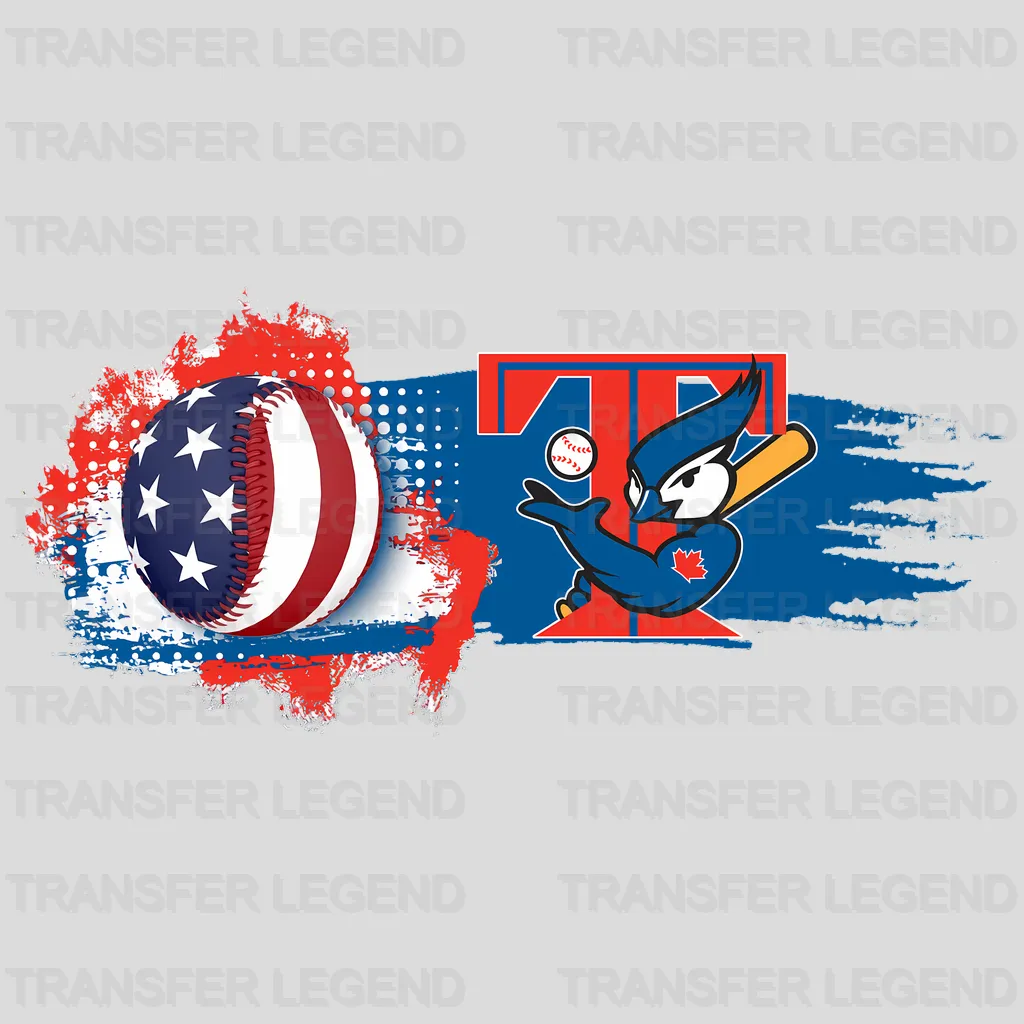 Toronto Blue Jays MLB Ripped Flag Effect Logo Graphic - DTF Iron On Transfer
