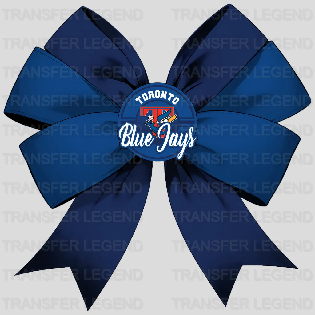 Toronto Blue Jays MLB Elegant Blue Bow Ribbon Knot - DTF Iron On Transfer
