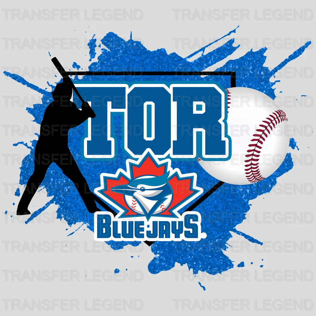 Toronto Blue Jays MLB Tor Text Batter Splash Art - DTF Iron On Transfer