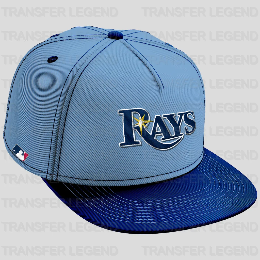 Tampa Bay Rays MLB Realistic Blue Cap Hat Mockup - DTF Iron On Transfer