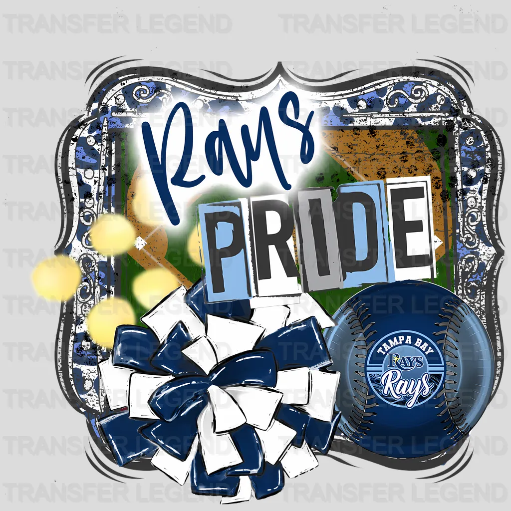 Tampa Bay Rays MLB Circle Badge Girl Silhouette Logo - DTF Iron On Transfer