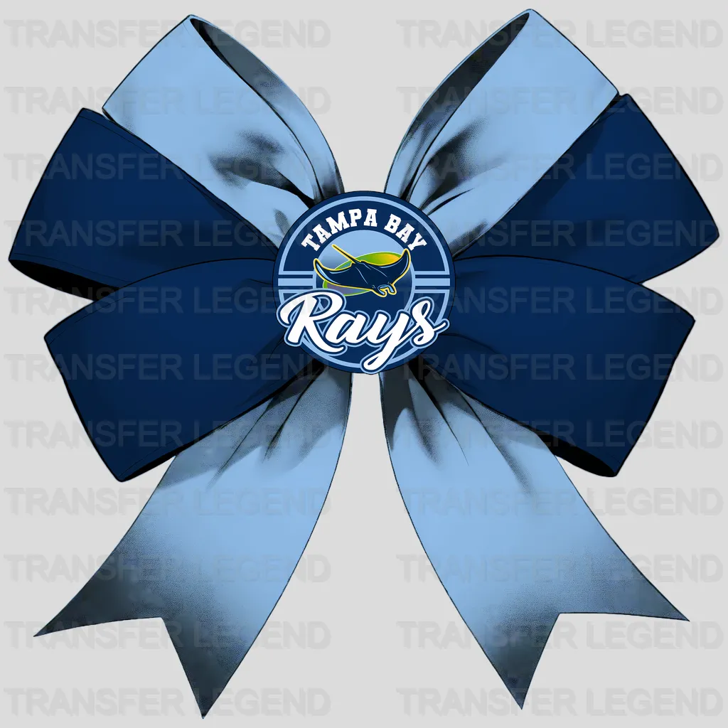 Tampa Bay Rays MLB Elegant Blue Bow Ribbon Knot - DTF Iron On Transfer