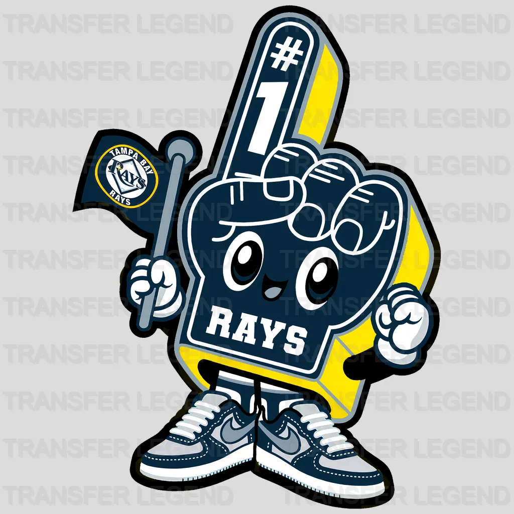 Tampa Bay Rays MLB Mascot Raymond With Foam Finger - DTF Iron On Transfer