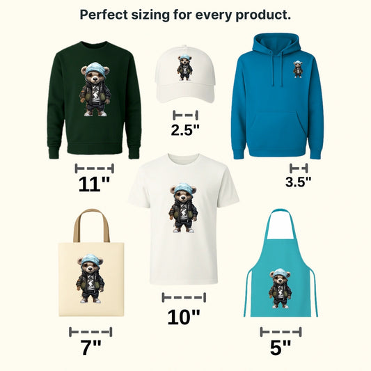 Old Men Bear Teddy Design - DTF Heat Transfer - transferlegend