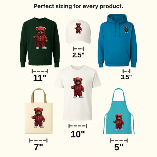 Red Men Bear Teddy Design - DTF Heat Transfer - transferlegend