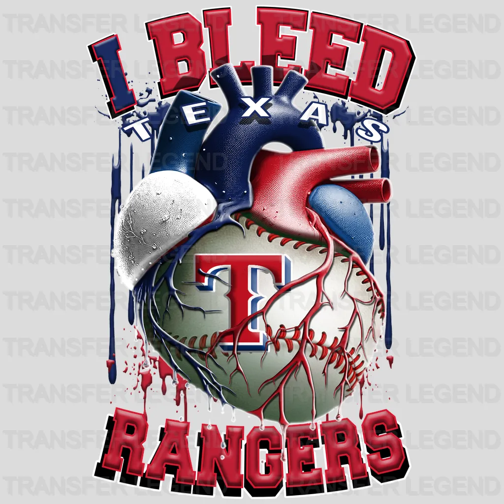 Texas Rangers MLB I Bleed Red & Blue DTF Iron On Transfer