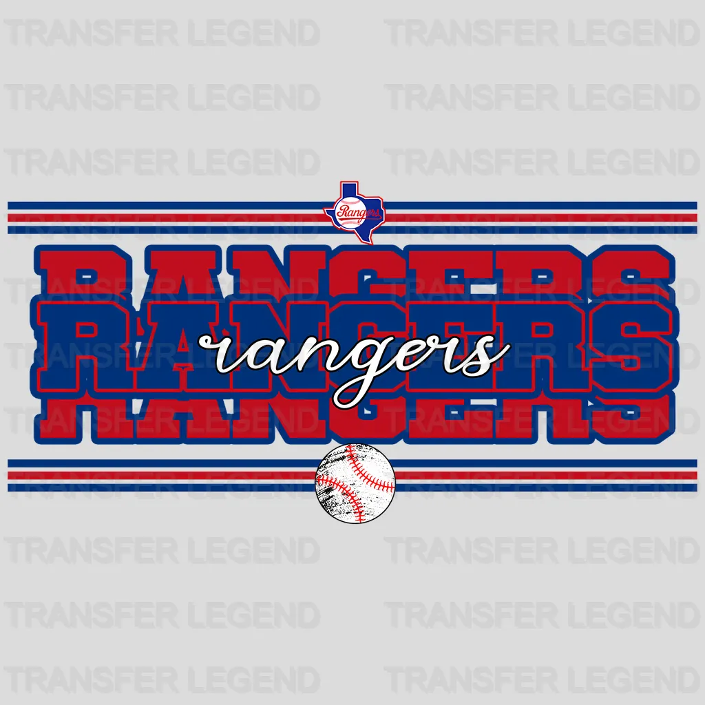 Texas Rangers MLB Text Logo Banner Graphic - DTF Iron On Transfer