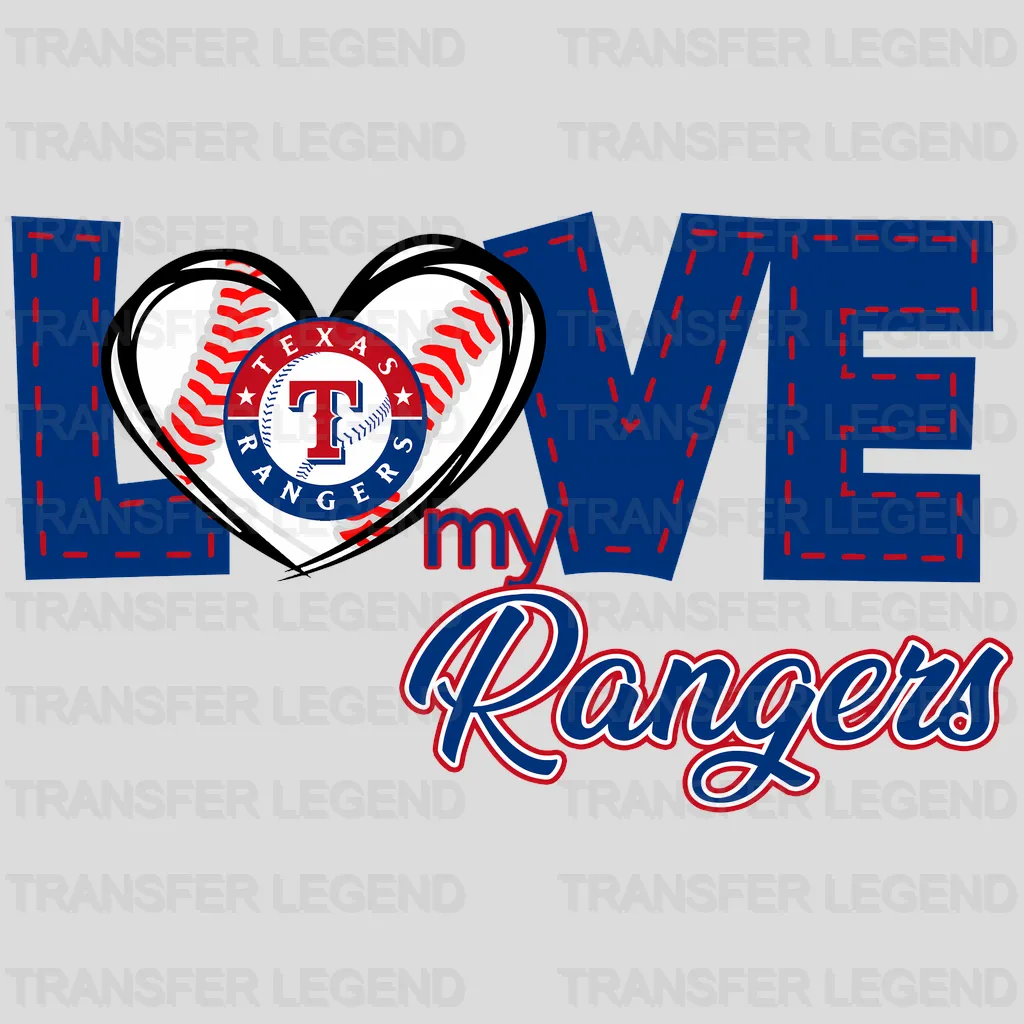 Texas Rangers MLB Love My Rangers DTF Iron On Transfer