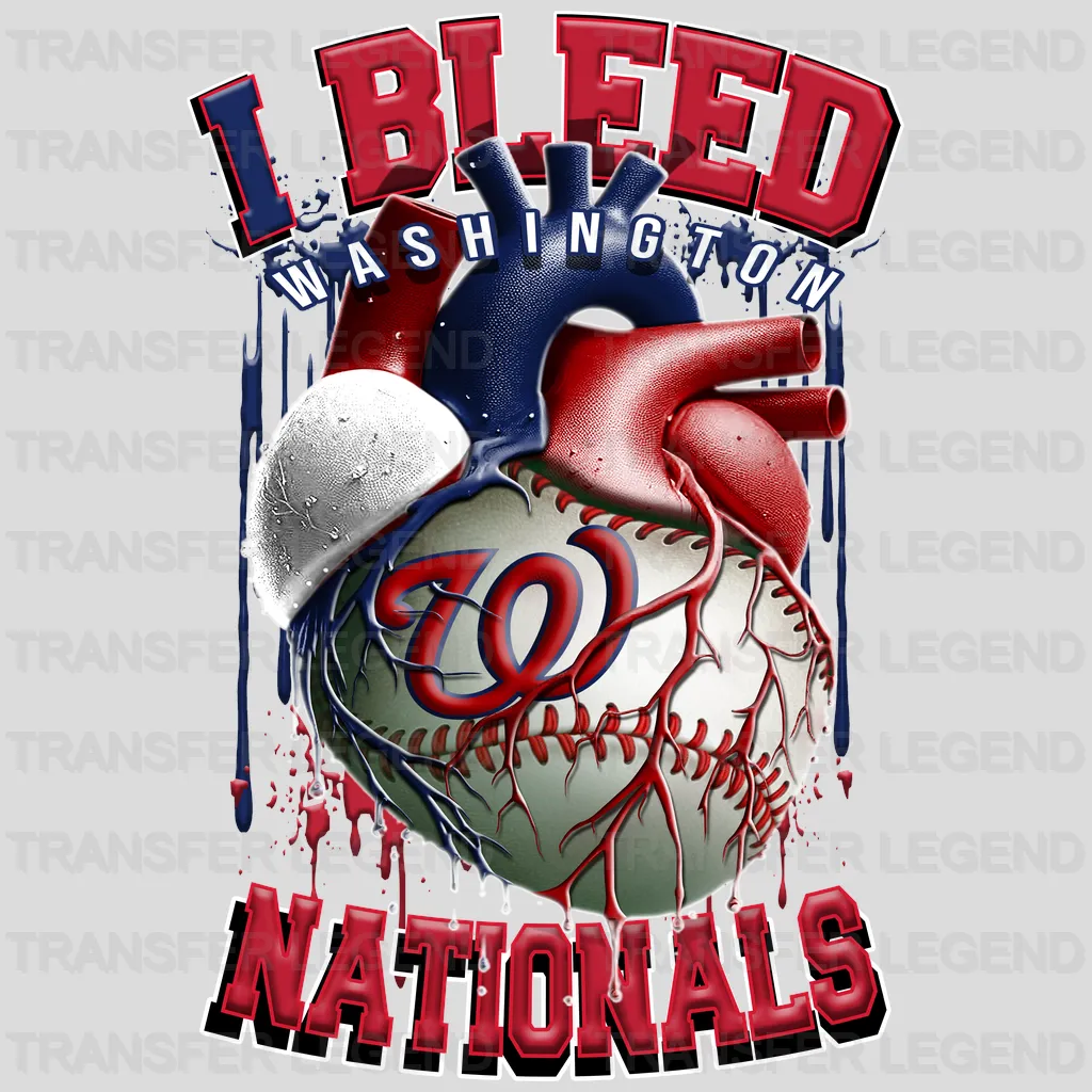 Washington Nationals MLB I Bleed Red & Blue DTF Iron On Transfer