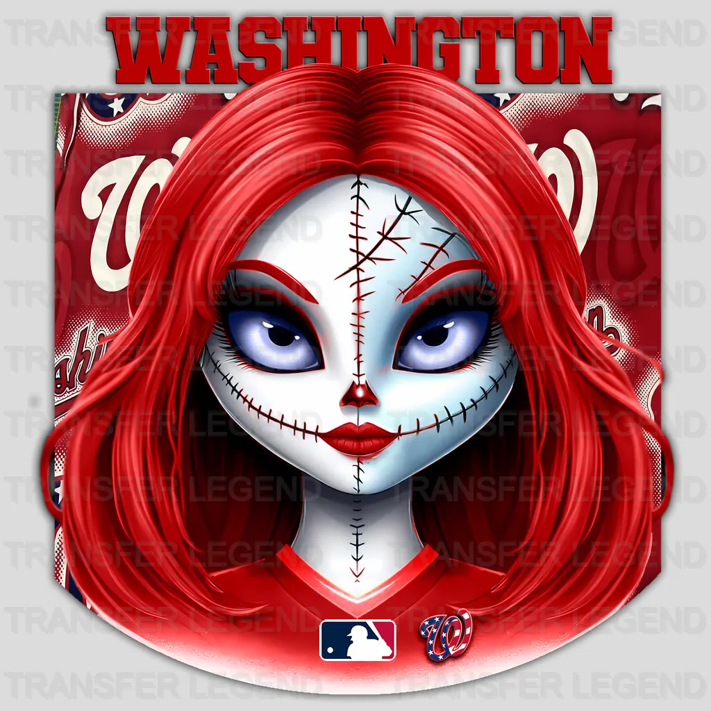 Washington Nationals MLB Red Hair Gothic Girl Illustration - DTF Iron On Transfer