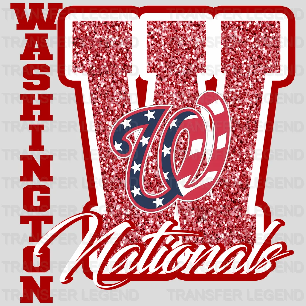 Washington Nationals MLB Glitter Chenille Letter W Logo - DTF Iron On Transfer