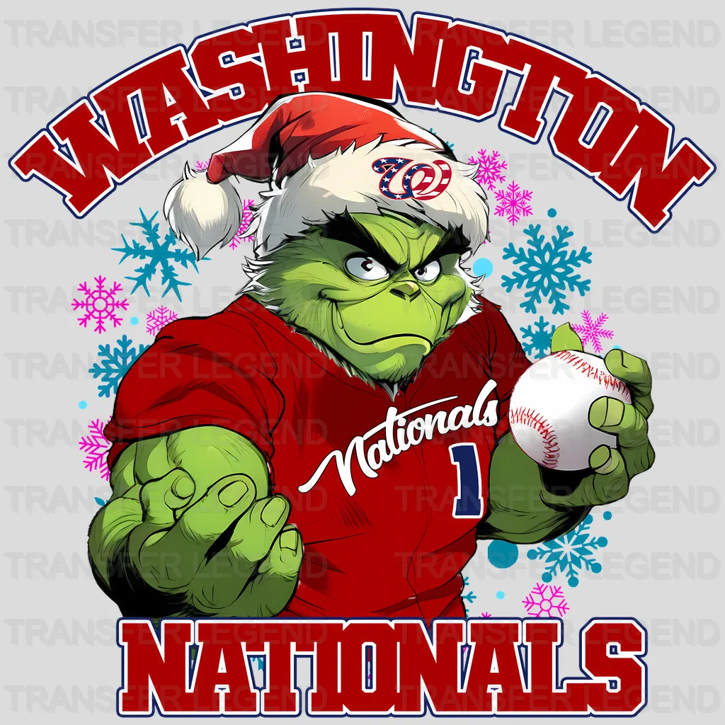 Washington Nationals MLB Grinch Christmas Santa Hat Art - DTF Iron On Transfer