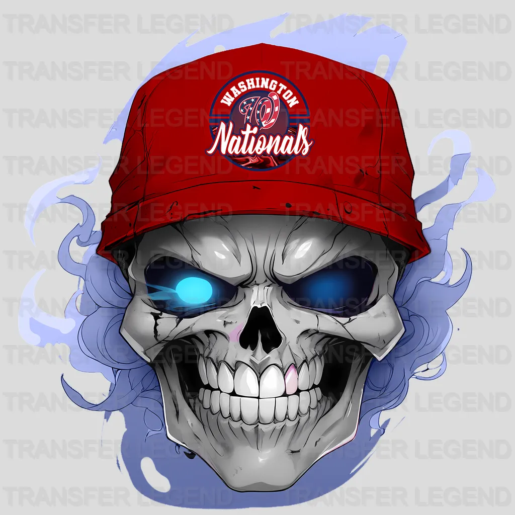 Washington Nationals MLB Skull With Cap & Smoke Effect - DTF Iron On Transfer