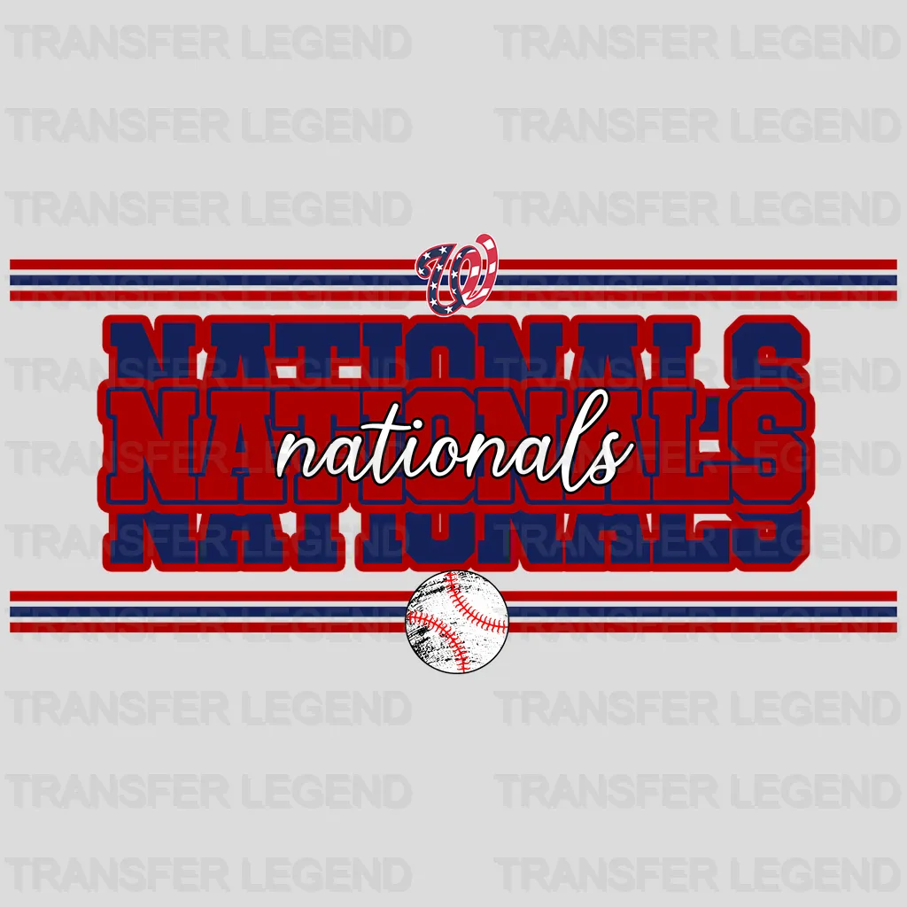 Washington Nationals MLB Small Logo With Flag Background - DTF Iron On Transfer