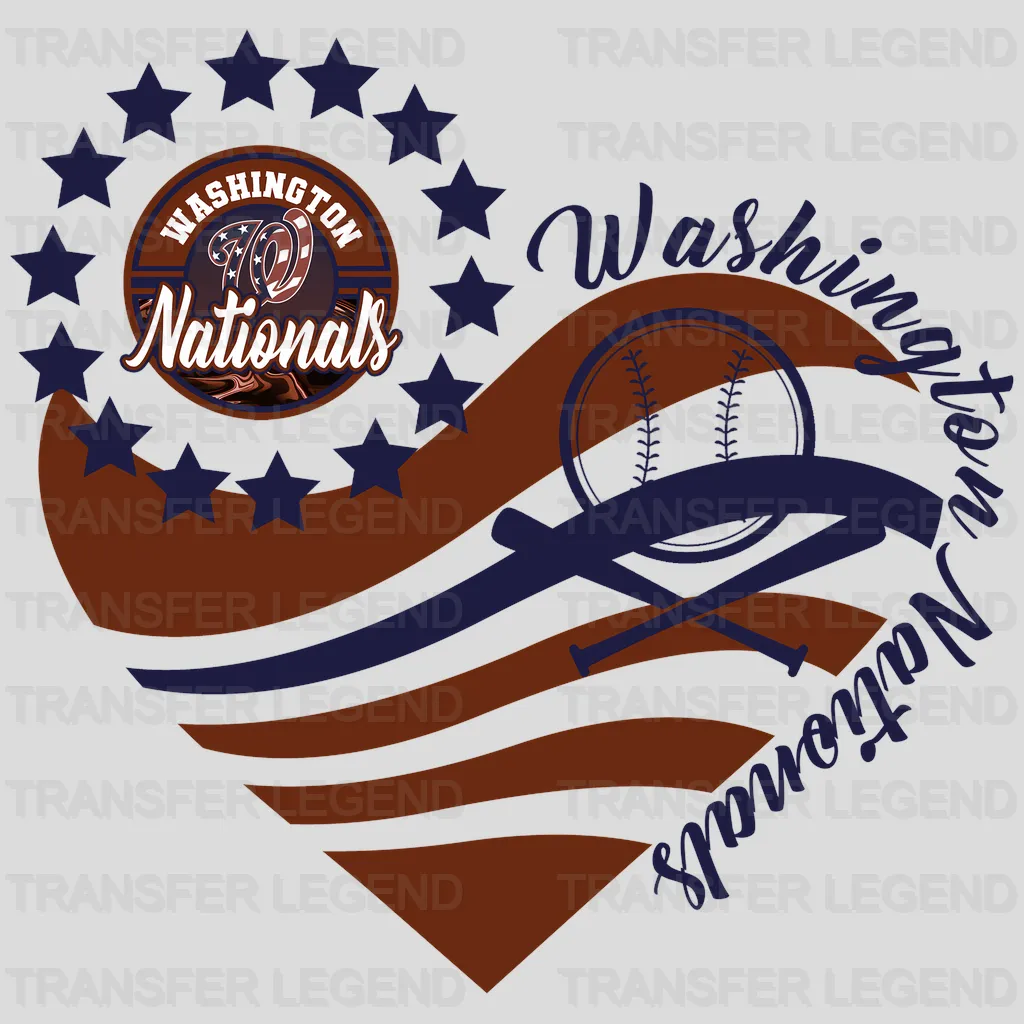 Washington Nationals MLB Heart Shape Road Graphic Art - DTF Iron On Transfer