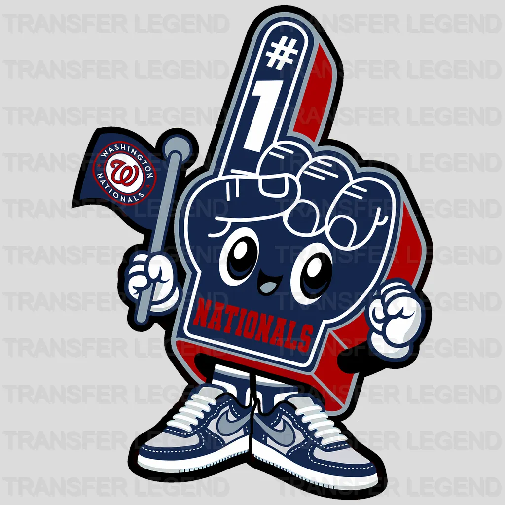 Washington Nationals MLB Mascot Eagle With Foam Finger - DTF Iron On Transfer