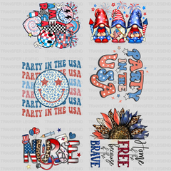 4th Of July -Premade Gang sheet - 6 PCS 10 INCH - transferlegend