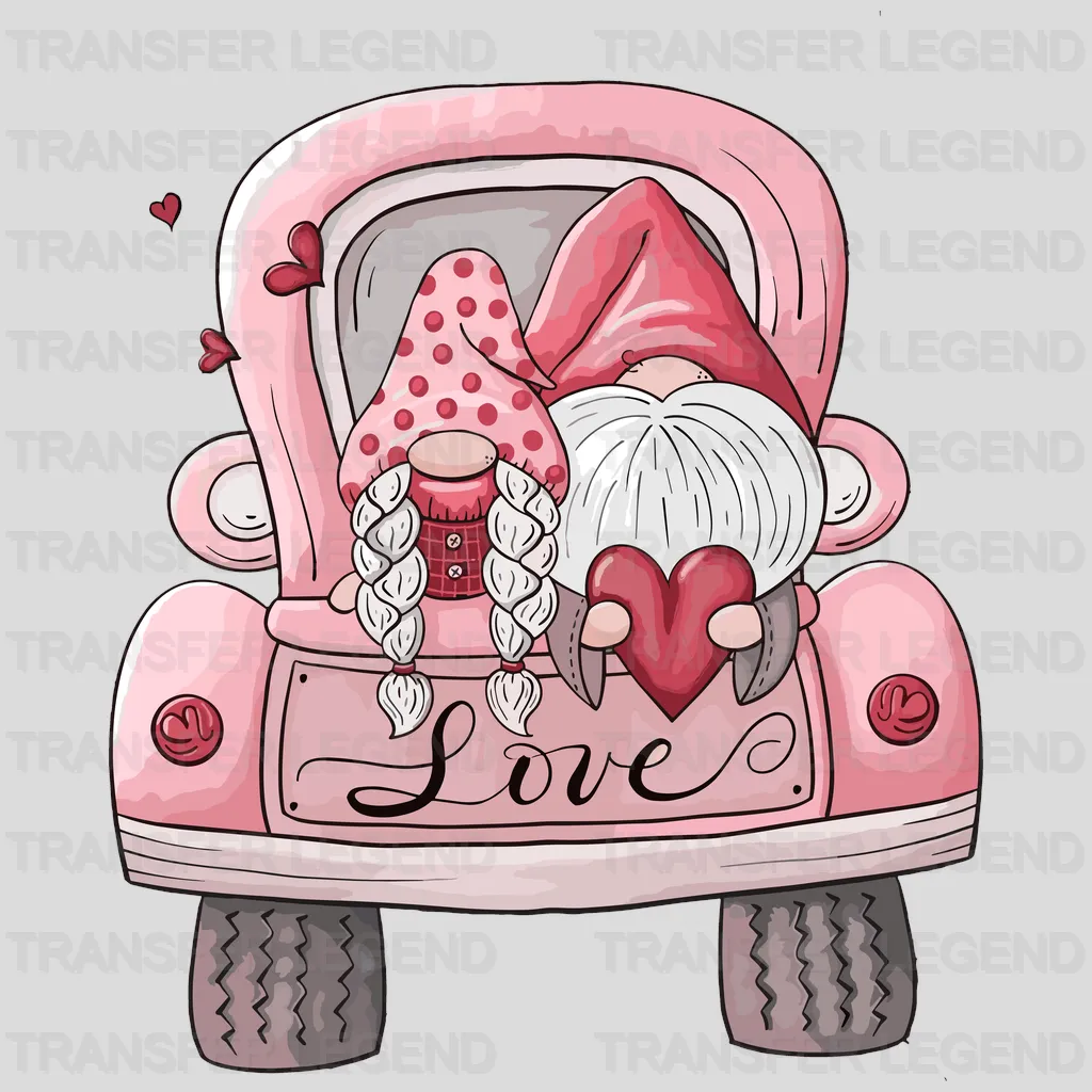 Gnome Love Truck Valentine's Day Design - DTF heat transfer - transferlegend