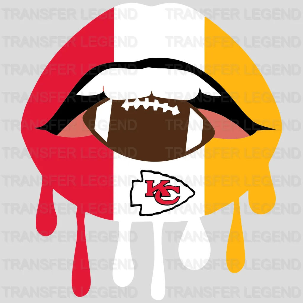 Kansas City Chiefs Dripping Lips Football Graphic NFL Design - DTF Heat Transfer