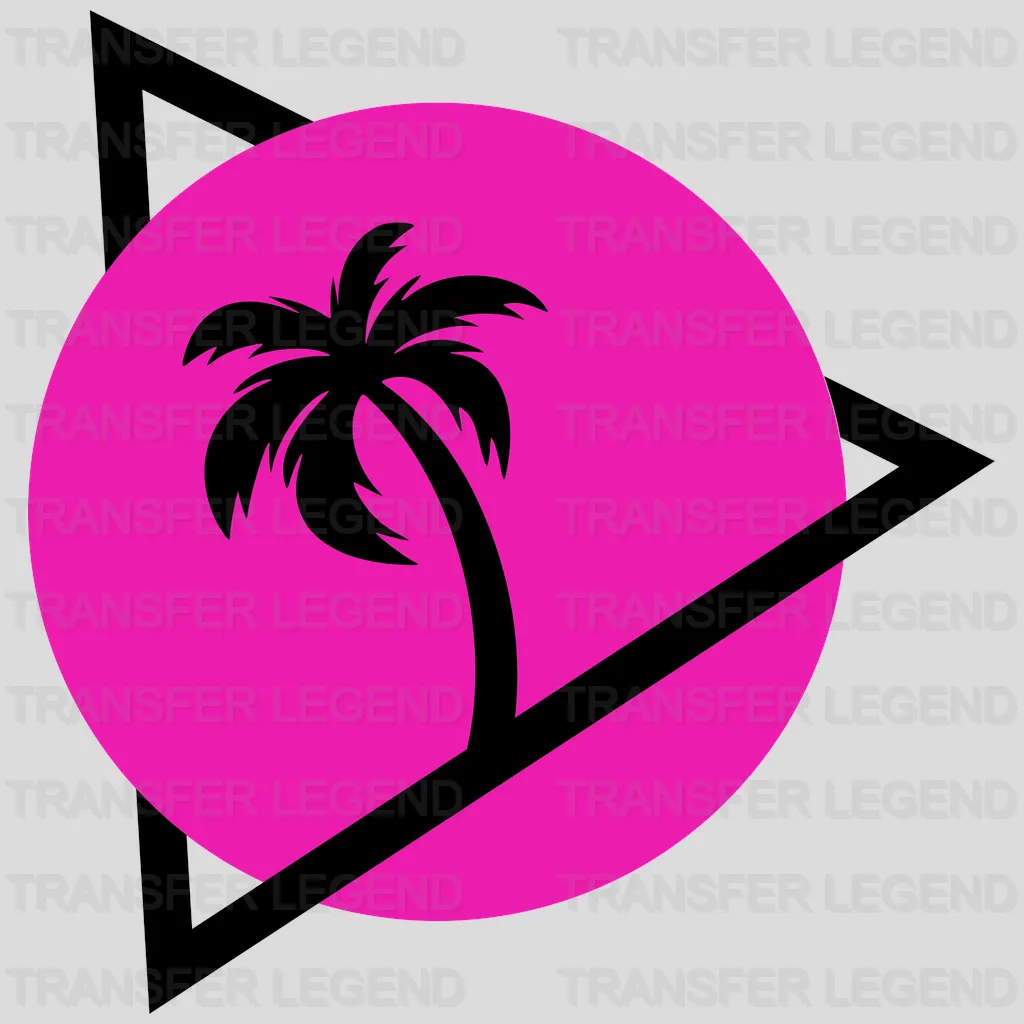 Circle Purple Palm Tree Summer UV DTF Transfer Cup Wrap UV DTF Sticker - transferlegend