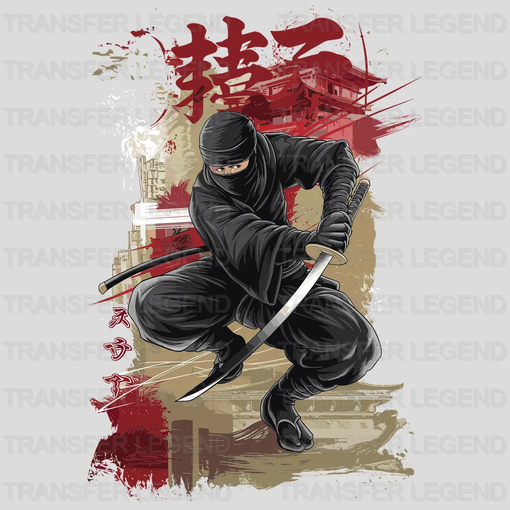 Black Ninja Sword Asian Design - DTF Heat Transfer - transferlegend