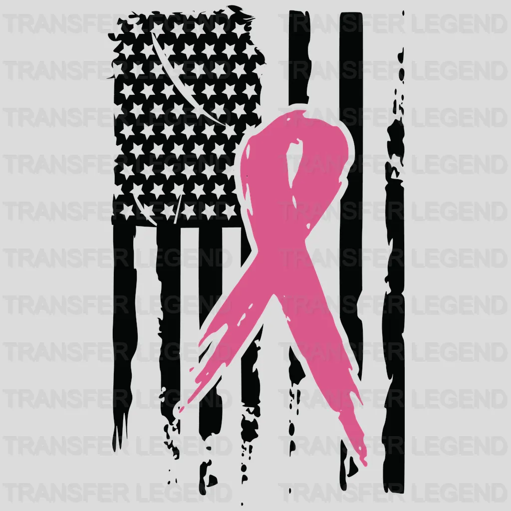 Brea Cancer USA Flag Ribbon Design - DTF heat transfer - transferlegend