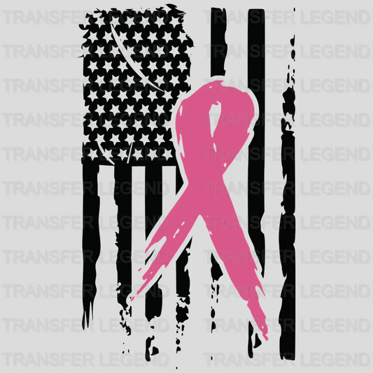 Brea Cancer USA Flag Ribbon Design - DTF heat transfer - transferlegend