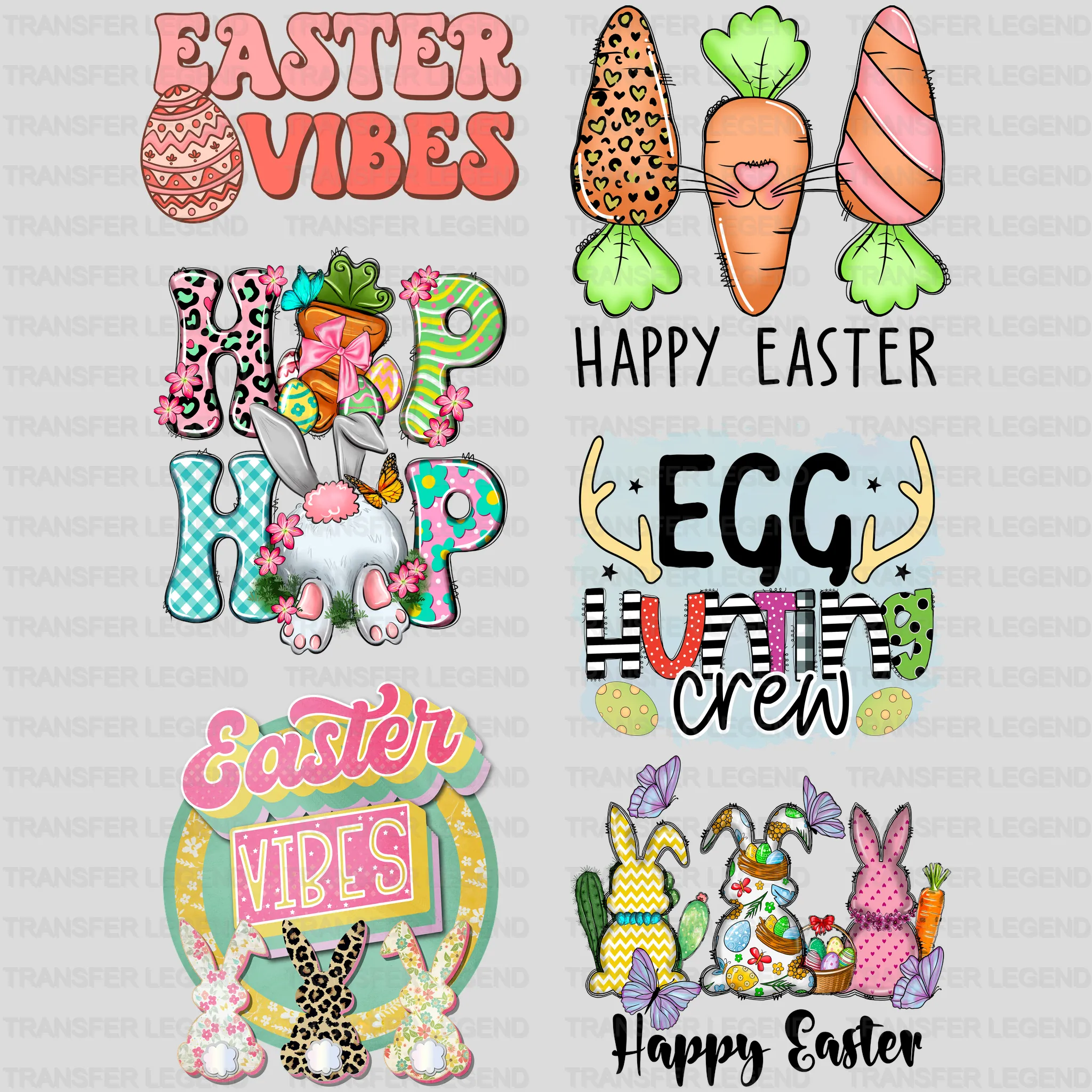 EASTER Premade Gang sheet - 6 PCS 10 INCH - transferlegend