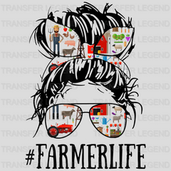 Messy Hair Woman Bun Farmer Life - Farm Women - Working Mom - Funny Mom - Cute Mom - Design - DTF heat transfer - transferlegend