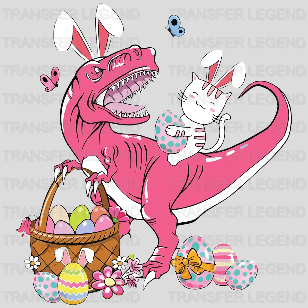 Dinosaur & Cat Easter Design - DTF heat transfer - transferlegend