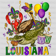 Louisiana Animals Mardi Gras Design- Mardi Gras DTF heat transfer - transferlegend