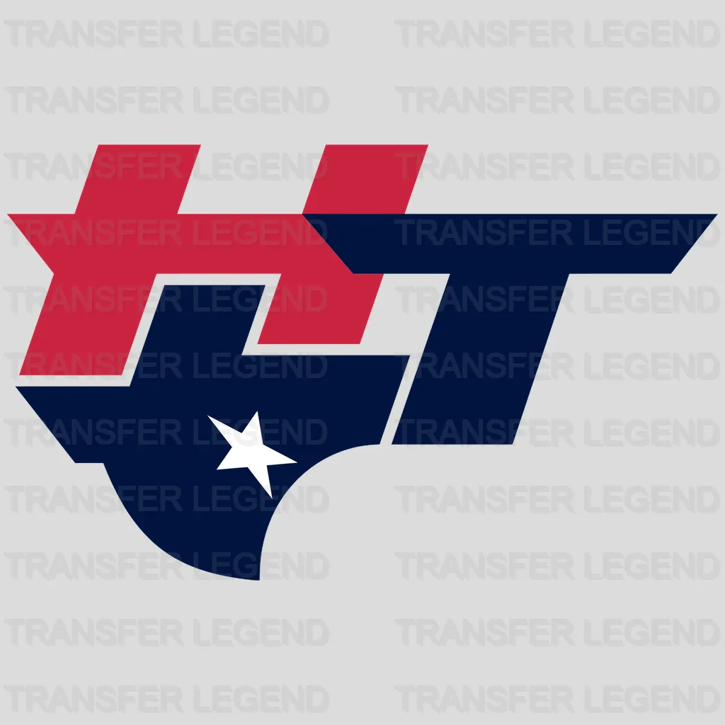 Houston Texans HT Star Monogram NFL Design - DTF Heat Transfer