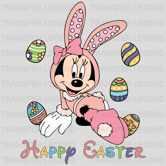 Happy Easter Minnie with Bunny Costume Design - DTF heat transfer - transferlegend