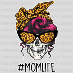 Mom Life Leopard Skull Glasses And Messy Bun -  Mothers Day - Design - DTF heat transfer - transferlegend