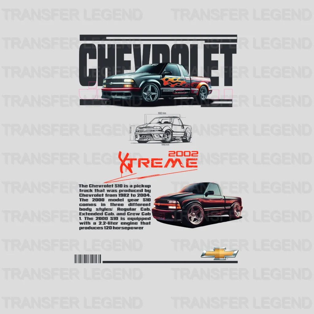 Chevrolet Xtreme Pick Up Cars Design - DTF Heat Transfer - transferlegend