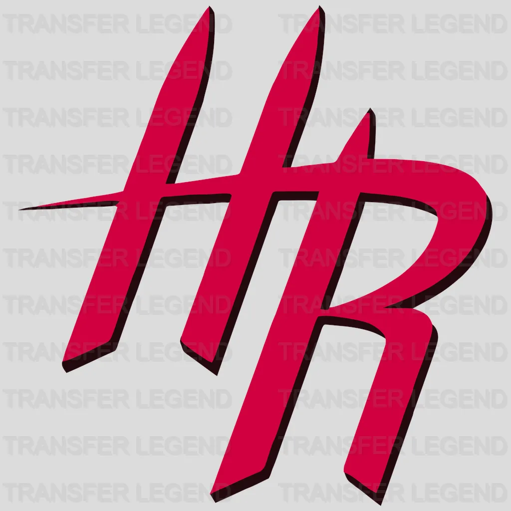 Houston Rockets “HR” Brush Monogram NBA Design - DTF Heat Transfer