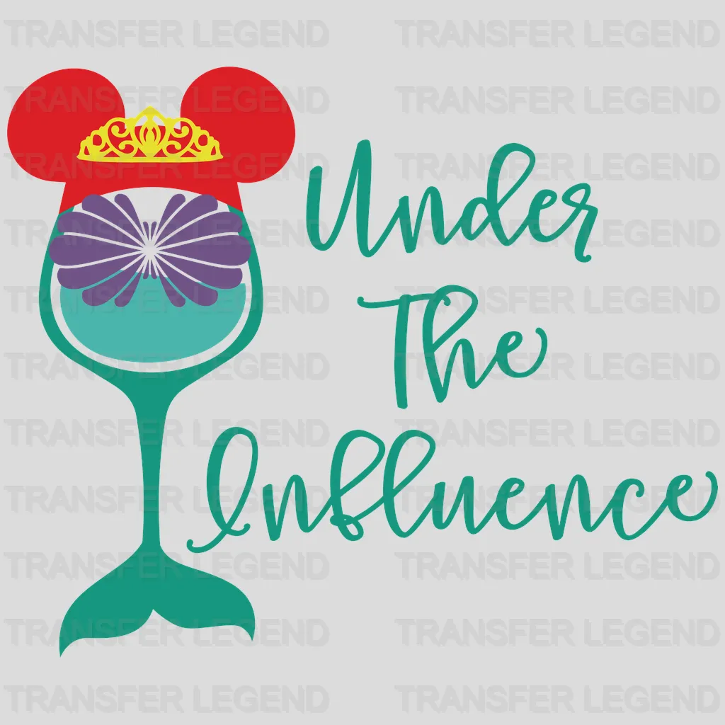 Ears Wine Glass Under The Influence Princess Ariel Design - DTF heat transfer - transferlegend