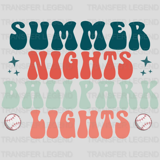 Summer Night Ballpark Lights Retro DTF Transfer - transferlegend