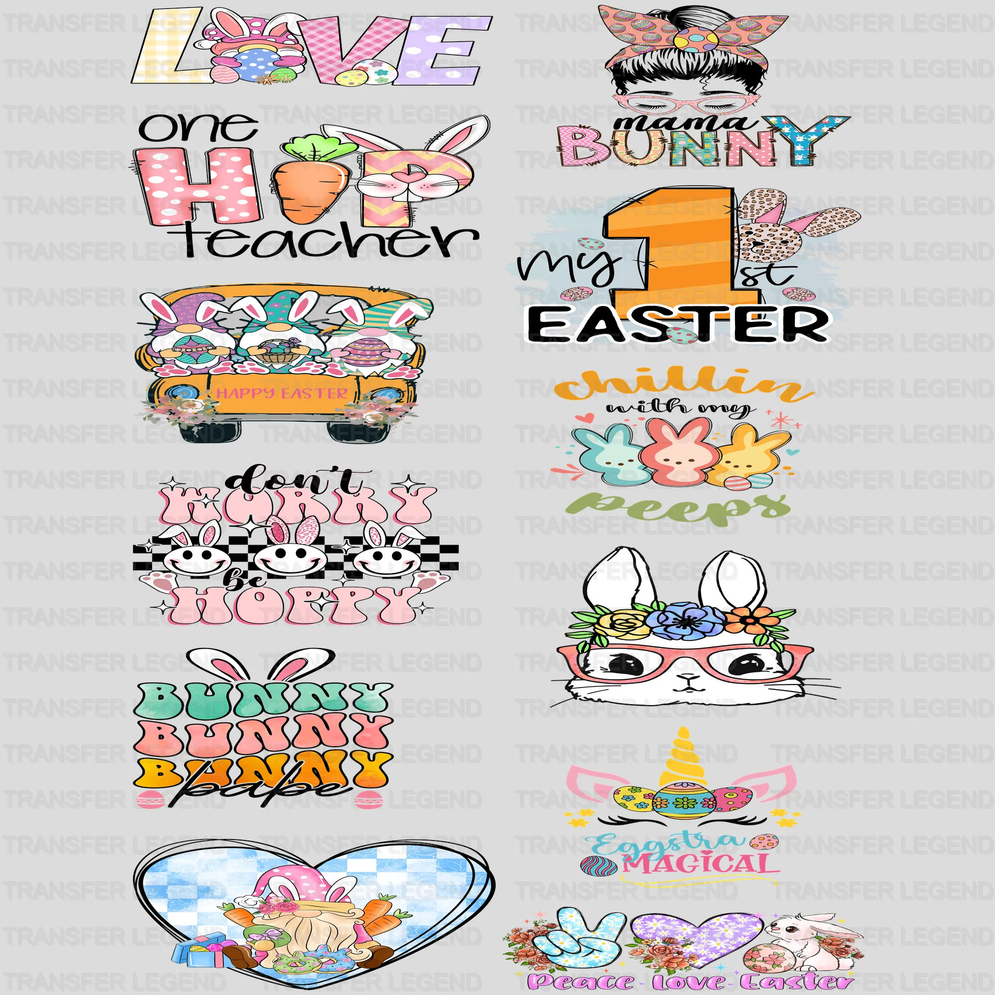 EASTER Premade Gang sheet - 12 PCS 10 INCH - transferlegend