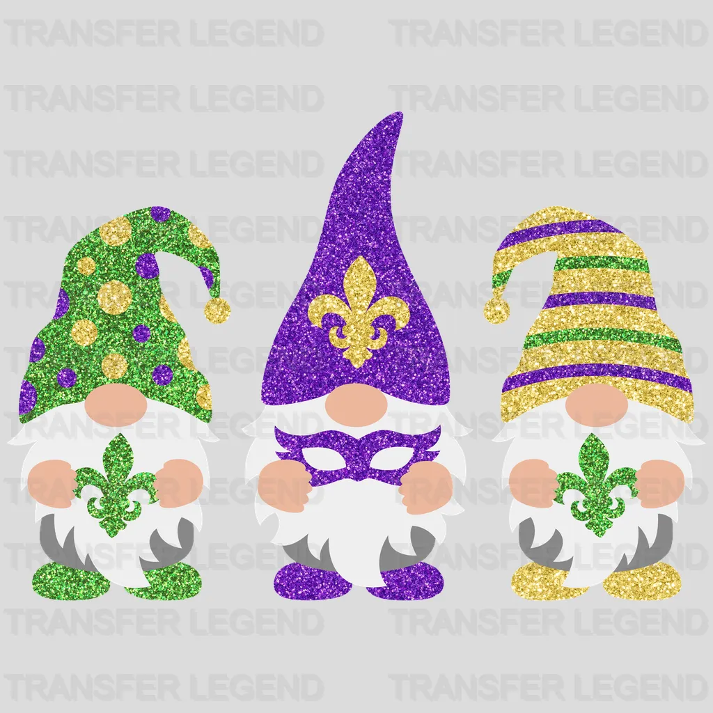 Mardi Gras Gnomes Flower de luce Design- DTF heat transfer - transferlegend