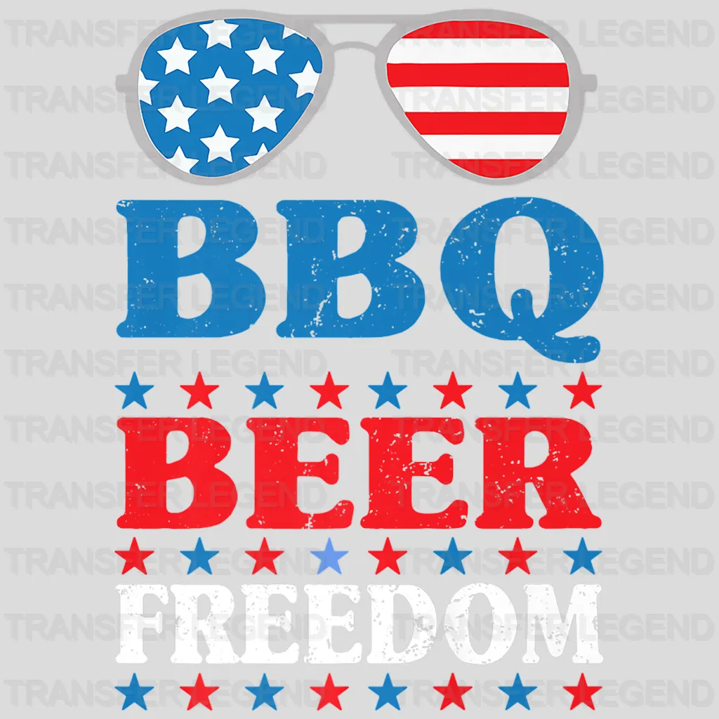 BBQ Beer Freedom American Flag Sunglasses Design - DTF heat transfer - transferlegend